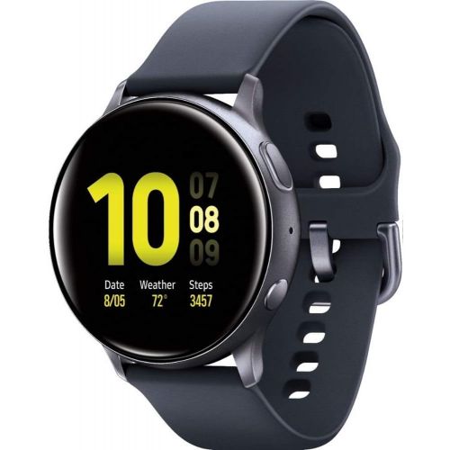  Amazon Renewed 2V8M Samsung Galaxy Watch Active2 (Silicon Strap + Aluminum Bezel) Bluetooth - International (Renewed) (Aqua Black, R830 - 40mm)