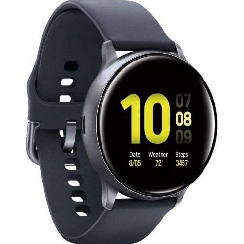 Amazon Renewed 2V8M Samsung Galaxy Watch Active2 (Silicon Strap + Aluminum Bezel) Bluetooth - International (Renewed) (Aqua Black, R830 - 40mm)