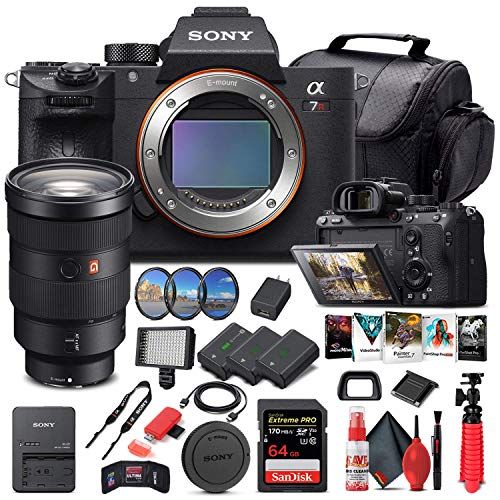  Amazon Renewed Sony Alpha a7R III Mirrorless Digital Camera (Body Only) ILCE7RM3/B + Sony FE 24-70mm Lens + 64GB Memory Card + 2 x NP-FZ-100 Battery + Corel Photo Software + Case + External Charg