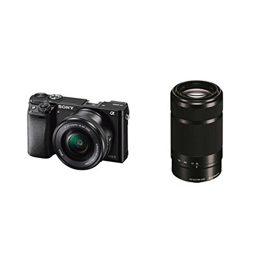  Amazon Renewed Sony a6000 mirrorless Camera Bundle 16-50mm F3.5-5.6 and 55-210mm F4.5-6.3 Lens, 32GB Card, case (Renewed)