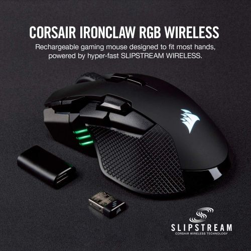  Amazon Renewed CORSAIR IRONCLAW Wireless RGB - FPS and MOBA Gaming Mouse - 18,000 DPI Optical Sensor - Sub-1 ms Slipstream Wireless (Renewed)
