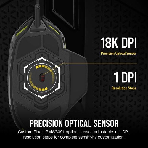  Amazon Renewed Corsair Nightsword RGB, Performance Tunable FPS/MOBA Gaming Mouse, Black, Backlit RGB LED, 18000 DPI, Optical (Renewed)