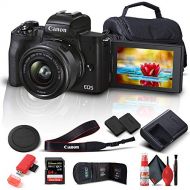 Amazon Renewed Canon EOS M50 Mark II Mirrorless Digital Camera with 15-45mm Lens (Black) (4728C006) + 64GB Extreme Pro Card + Extra LPE12 Battery + Case + Card Reader + Cleaning Set + Memory Wall