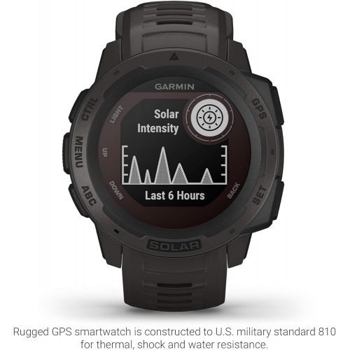  Amazon Renewed Garmin Instinct Solar, Solar-Powered Rugged Outdoor Smartwatch, Built-in Sports Apps and Health Monitoring, Graphite (Renewed)