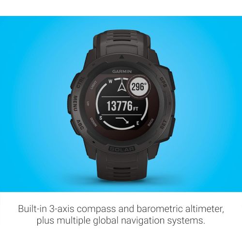  Amazon Renewed Garmin Instinct Solar, Solar-Powered Rugged Outdoor Smartwatch, Built-in Sports Apps and Health Monitoring, Graphite (Renewed)