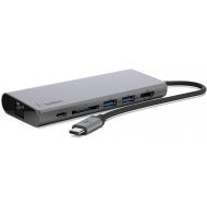 Amazon Renewed (Renewed) Belkin USB-C Multimedia Hub with Tethered USB-C Cable (USB-C Dock for Mac OS and Windows USB-C Laptops)