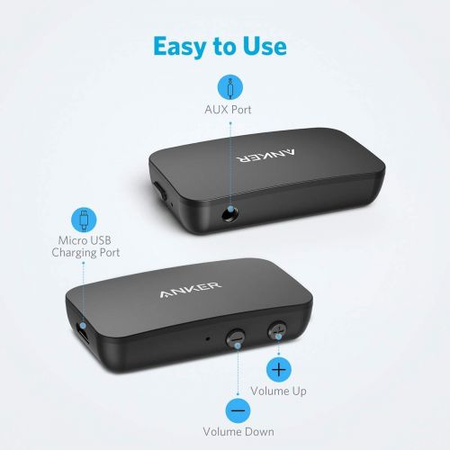  Amazon Renewed Anker Soundsync A3352 Bluetooth Receiver for Music Streaming with Bluetooth 5.0, 12-Hour Battery Life, Handsfree Calls, Dual Device Connection, for Car, Home Stereo, Headphones, Sp