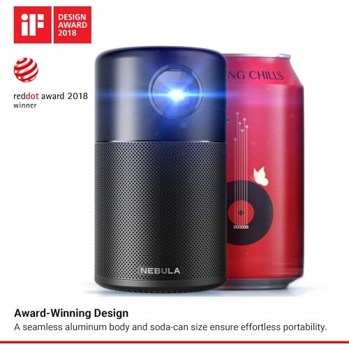 Amazon Renewed Nebula Capsule, by Anker, Smart Portable Wi-Fi Mini Projector, 100 ANSI lm Pocket Cinema, DLP, 360° Speaker, 100 Picture, 4-Hour Video Playtime, and App-Watch Anywhere (Renewed)