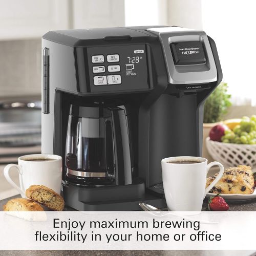  [아마존베스트]Amazon Renewed Hamilton Beach (49976) Coffee Maker, Single Serve & Full Coffee Pot,Compatible withK-Cup Packs or Ground Coffee, Programmable, FlexBrew, Black (Renewed)