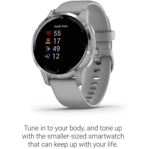  [아마존베스트]Amazon Renewed Garmin vivoactive 4S, Smaller-Sized GPS Smartwatch, Features Music, Body Energy Monitoring, Animated Workouts, Pulse Ox Sensors and More, Silver with Gray Band (Renewed)