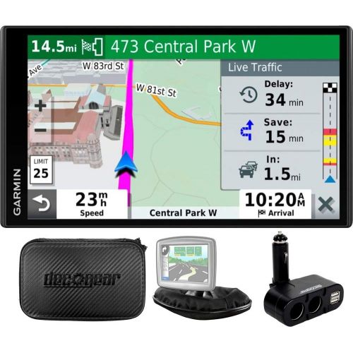  Amazon Renewed Garmin 010-N2038-02 Drivesmart 65T GPS Navigator (Renewed) Bundle with Dual DC12V/24V Electronic Multifunction Car Socket, Universal Weighted & Deco Gear Hard EVA Case with Zipper