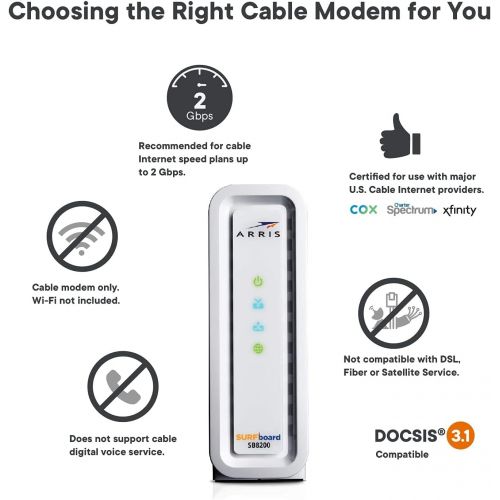  [아마존베스트]Amazon Renewed ARRlS Surfboard SB8200 Gigabit Cable Modem Docsis 3.1 Cox, Xfinity, Spectrum and Others (Renewed)