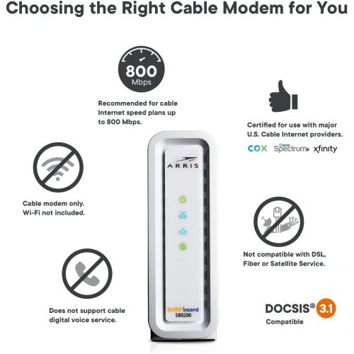  [아마존베스트]Amazon Renewed ARRlS Surfboard SB8200 Gigabit Cable Modem Docsis 3.1 Cox, Xfinity, Spectrum and Others (Renewed)