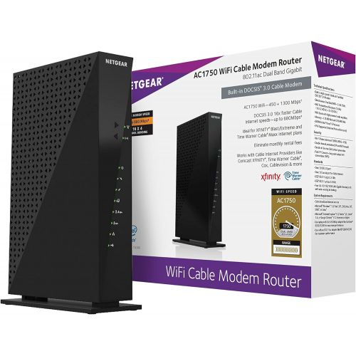  [아마존베스트]Amazon Renewed NETGEAR C6300-100NAR DOCSIS 3.0 WiFi Cable Modem Router with AC1750 16x4 Download speeds. Certified for Xfinity from Comcast, Spectrum, Cox, Cablevision & More (Renewed),black