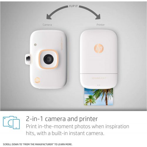  [아마존베스트]Amazon Renewed HP Sprocket 2-in-1 Portable Photo Printer & Instant Camera, print social media photos on 2x3 sticky-backed paper (2FB96A) (Renewed)