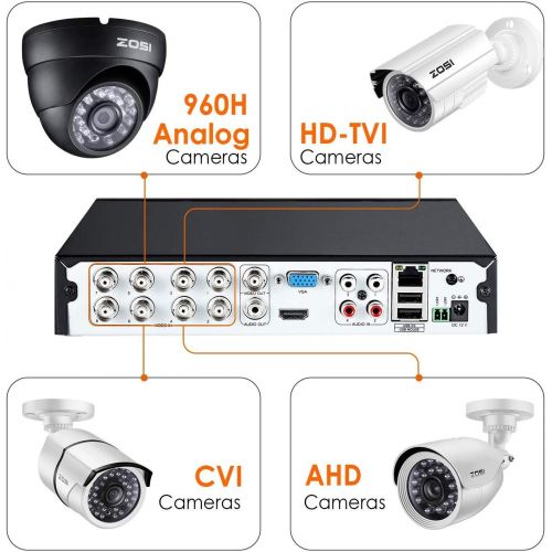  [아마존베스트]Amazon Renewed ZOSI 720p 8 Channel HD-TVI 1080P Lite 4 in 1 Video Surveillance DVR Recorder 1TB Hard Drive Built-in, P2P Technology, QR Code Scan Remote Access, Motion Detection (Renewed)
