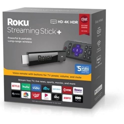  [아마존베스트]Amazon Renewed Roku Streaming Stick plus | 4K/HDR/HD Streaming Player with 4X The Wireless Range & Voice Remote with TV Power and Volume (2017) (Renewed)