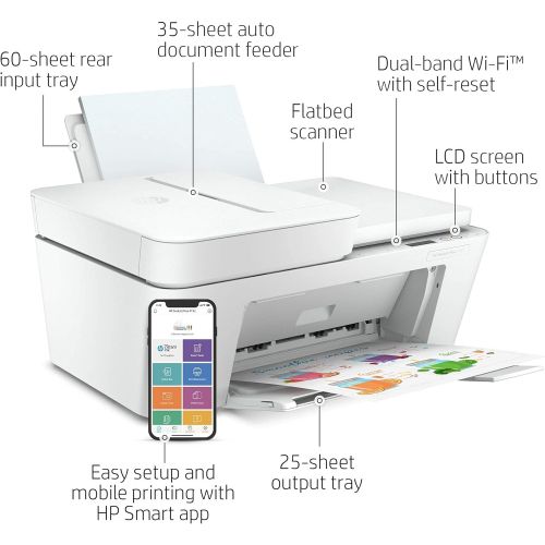  Amazon Renewed HP DeskJet Plus 4152 Wireless All-in-One Color Inkjet Printer, Mobile Print, Scan & Copy, Instant Ink Ready, 7FS74A (Renewed)
