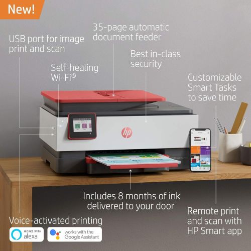  Amazon Renewed HP OfficeJet Pro 8035 All-in-One Wireless Printer - Smart Home Office Productivity - Coral (4KJ65A) (Renewed)