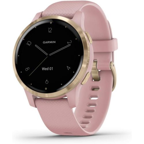  Amazon Renewed Garmin vivoactive 4S, Smaller-Sized GPS Smartwatch, Features Music, Body Energy Monitoring, Animated Workouts, Pulse Ox Sensors and More, Light Gold with Light Pink Band (Renewed)