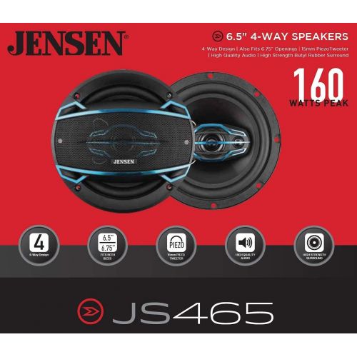  Amazon Renewed Jensen JS465 4-Way 6 ½ inch Car Speakers with 160-Watt Power & 35mm Mylar Balanced Dome Midrange (Renewed)