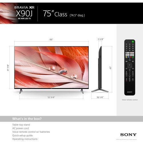  Amazon Renewed Sony X90J 75 Inch TV: BRAVIA XR Full Array LED 4K Ultra HD Smart Google TV with Dolby Vision HDR and Alexa Compatibility XR75X90J- 2021 Model (Renewed)