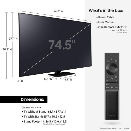  Amazon Renewed Samsung QN75QN85A / QN75QN85AA / QN75QN85AA 75 inch QN85A Neo QLED 4K Smart TV (Renewed)
