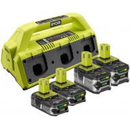 Amazon Renewed Ryobi 18-Volt ONE+ 6-Port Dual Chemistry Supercharger Kit with (4) Batteries - P1821 - (Bulk Packaged) (Renewed)