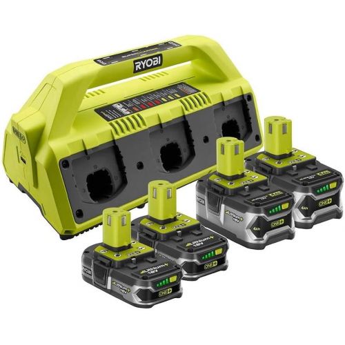  Amazon Renewed Ryobi 18-Volt ONE+ 6-Port Dual Chemistry Supercharger Kit with (4) Batteries - P1821 - (Bulk Packaged) (Renewed)