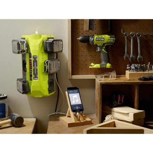  Amazon Renewed Ryobi 18-Volt ONE+ 6-Port Dual Chemistry Supercharger Kit with (4) Batteries - P1821 - (Bulk Packaged) (Renewed)