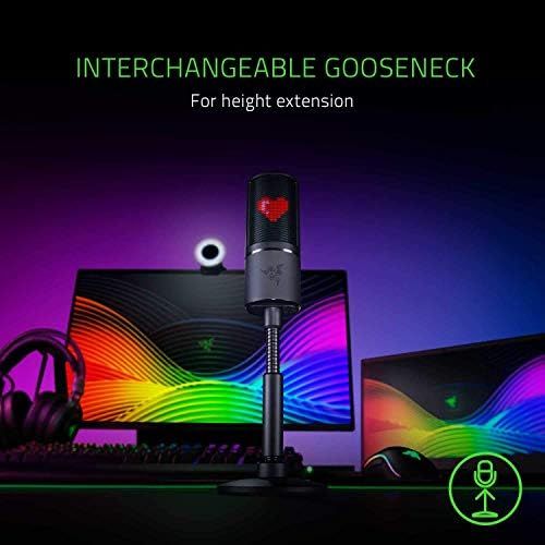  [아마존베스트]Amazon Renewed Razer Seiren Emote USB Kondensator-Mikrofon fuer Streaming mit Integriertem Schockdampfer, Superniere Aufnahmemuster und Razer Chroma LED Matrix (Generalueberholt)