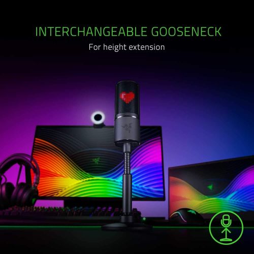  [아마존베스트]Amazon Renewed Razer Seiren Emote USB Kondensator-Mikrofon fuer Streaming mit Integriertem Schockdampfer, Superniere Aufnahmemuster und Razer Chroma LED Matrix (Generalueberholt)