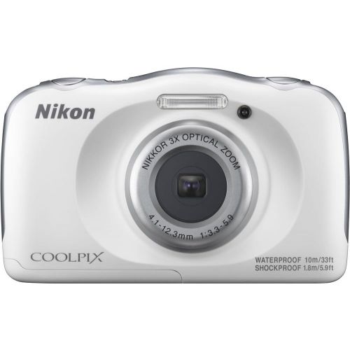  Nikon COOLPIX W100 13.2MP 1080P Digital Camera w3x Zoom Lens, WiFi, SnapBridge - (Certified Refurbished) (White)