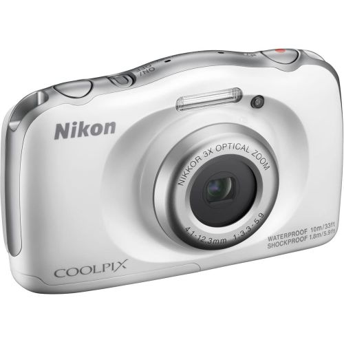  Nikon COOLPIX W100 13.2MP 1080P Digital Camera w3x Zoom Lens, WiFi, SnapBridge - (Certified Refurbished) (White)