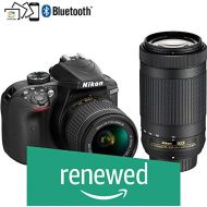 Nikon D3400 24.2MP DSLR Camera with AF-P 18-55 VR and 70-300m Lenses (1573B) - (Certified Refurbished)