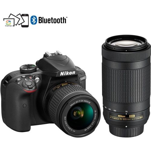  Nikon D3400 24.2MP DSLR Camera with AF-P 18-55 VR and 70-300m Lenses (1573B) - (Certified Refurbished)