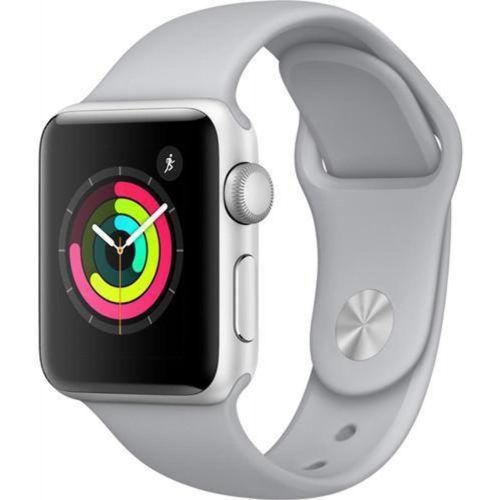 애플 Apple Watch Series 3 38mm Smartwatch (GPS Only, Silver Aluminum Case, Fog Sport Band) (Certified Refurbished)