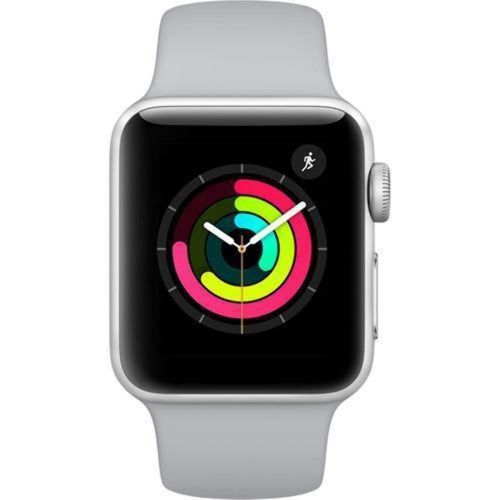 애플 Apple Watch Series 3 38mm Smartwatch (GPS Only, Silver Aluminum Case, Fog Sport Band) (Certified Refurbished)
