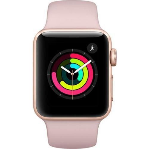 애플 Apple Watch Series 3 38mm Smartwatch (GPS Only, Gold Aluminum Case, Pink Sand Sport Band) (Certified Refurbished)