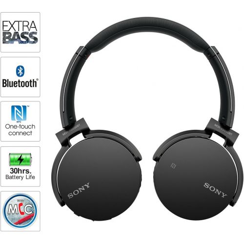 소니 Sony MDR-XB650BTB Extra Bass Bluetooth NFC Wireless Headphones - Black (Certified Refurbished)