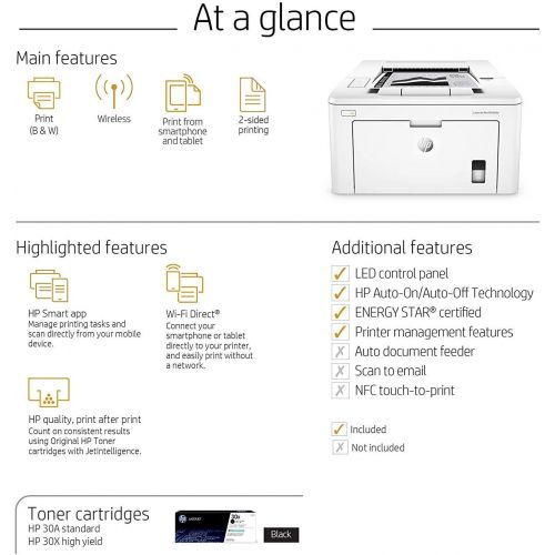 에이치피 HP G3Q47A#BGJ LaserJet Pro M203dw Wireless Laser Printer (G3Q47A). Replaces M201dw Laser Printer (Certified Refurbished)