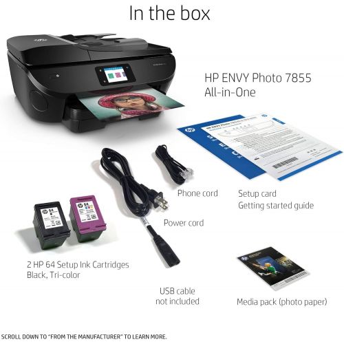 에이치피 HP ENVY Photo 7855 All in One Photo Printer with Wireless Printing, Instant Ink ready (K7R96A) (Certified Refurbished)