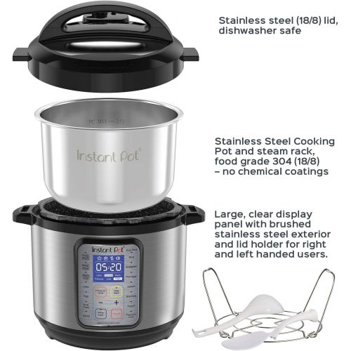  Instant Pot DUO Plus 60, 6 Qt 9-in-1 Multi- Use Programmable Pressure Cooker, Slow Cooker, Rice Cooker, Yogurt Maker, Egg Cooker, Saute, Steamer, Warmer, and Sterilizer (Certified