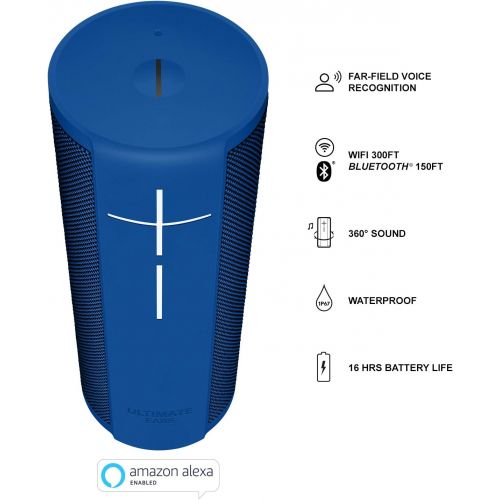  Ultimate Ears MegaBlast Super Portable Wi-Fi Bluetooth Speaker with Alexa Built-in Blue Steel - Refurbished (996-000332)