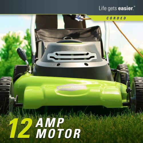  Amazon Renewed Greenworks 20-Inch 12 Amp Corded Lawn Mower 25022 (Renewed)