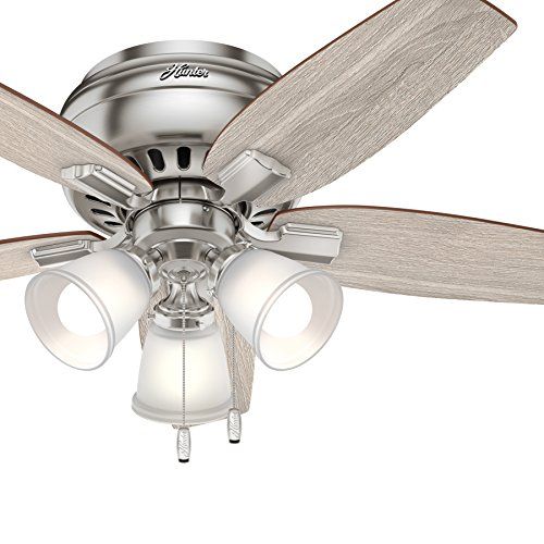  Amazon Renewed Hunter 42 in. Low Profile Ceiling Fan with LED Light in Brushed Nickel (Renewed)