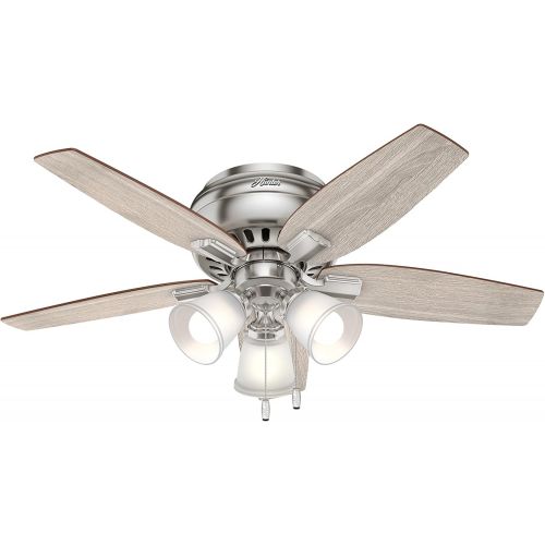  Amazon Renewed Hunter 42 in. Low Profile Ceiling Fan with LED Light in Brushed Nickel (Renewed)