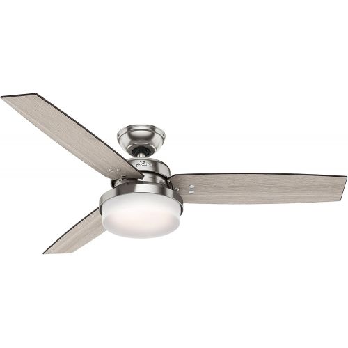  Amazon Renewed Hunter Fan 52 inch LED Ceiling Fan with Cased White Glass Light Kit, Brushed Nickel (Renewed)