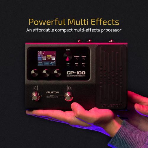  [아마존베스트]Guitar Multi Effects Processor with Pedal - Valeton GP-100 Pre-Effects Looper - User-Friendly Quality Tone Machine - Powerful HD Digital Modeling System - Over 140 Effect Selection