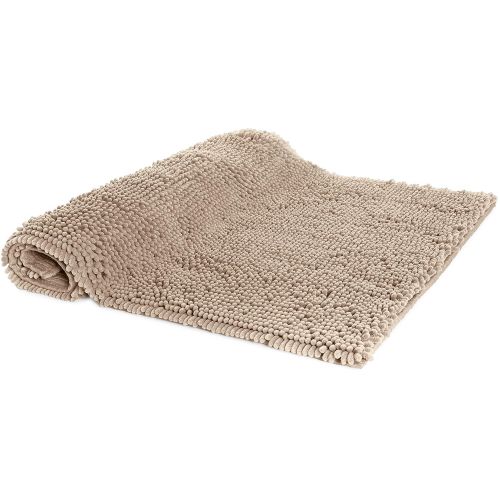  AmazonBasics Non-Slip Microfiber Shag Bath Rug, 21 x 34, Beige